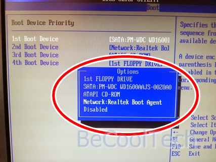 Boot Menu Device show TP Link TG-3269 