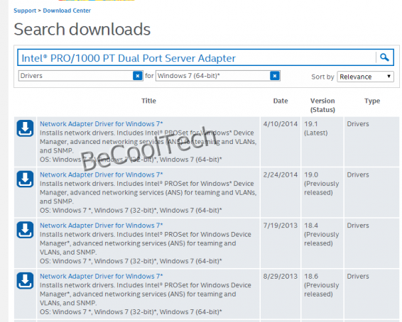 Intel Download Find By Category Result Filtered