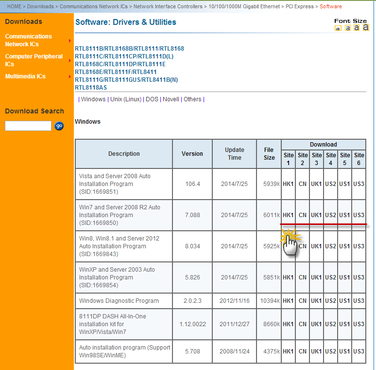 Realtek Drivers LAN PCI Express List